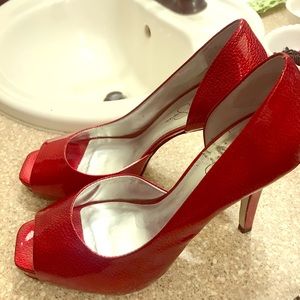 Adorable red high heeled shoes